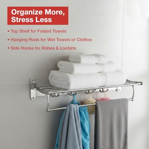 FORTUNE Classic Stainless Steel Folding Towel Rack for Bathroom | Towel Stand | Towel Hanger | Bathroom Accessories (18 Inch) - Image 4