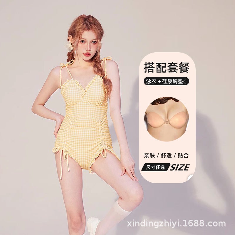 Breezeholiday One-Piece Swimsuit Female Spring Conservative Belly Cover Slimming Gathered Student Cute Swimsuit - Image 1