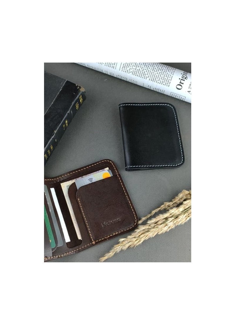 Motevia - Motevia Men's Leather Wallet Card Holder Size 11 * 9cm 5 Pockets Inside Slim Card Wallet by Motevia (Brown) - Image 1