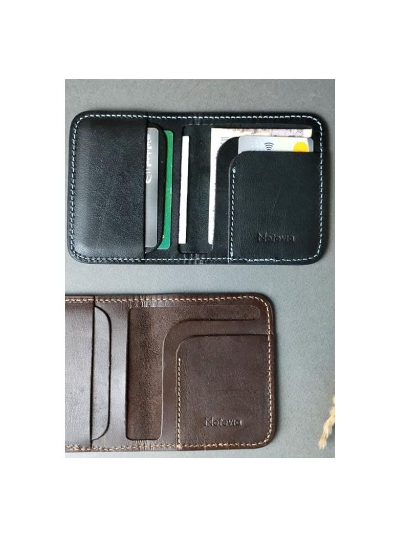 Motevia - Motevia Men's Leather Wallet Card Holder Size 11 * 9cm 5 Pockets Inside Slim Card Wallet by Motevia (Brown) - Image 1