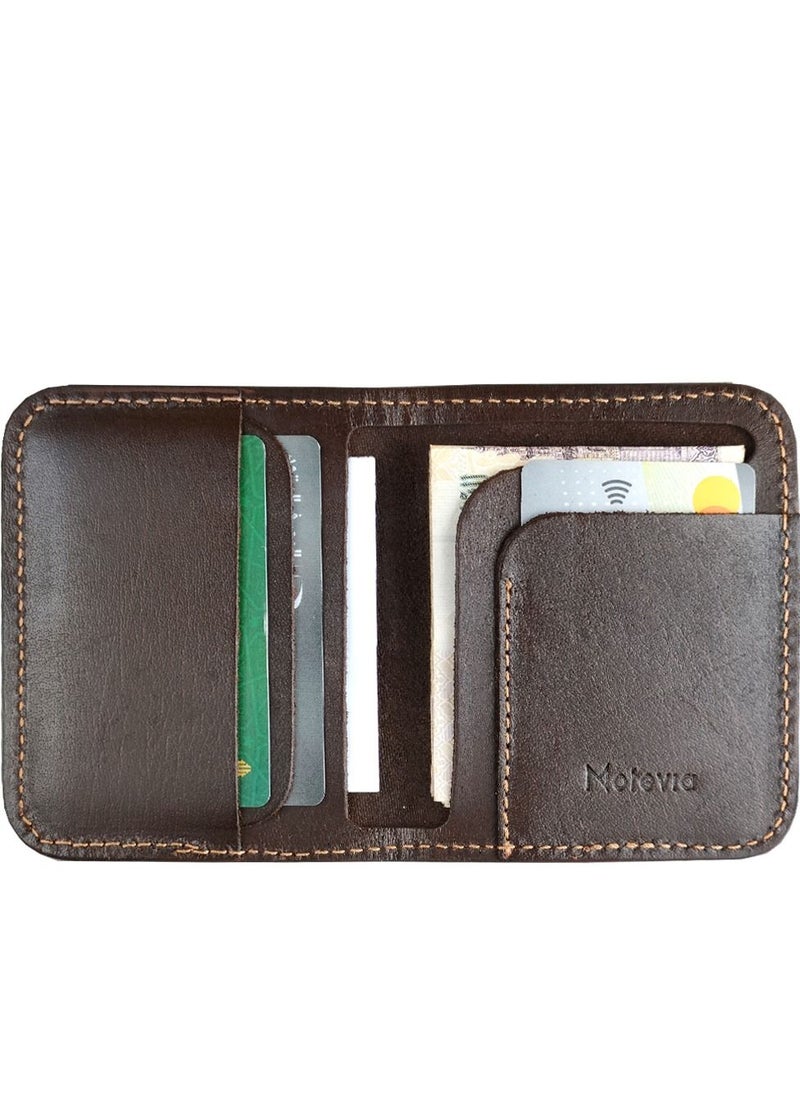 Motevia - Motevia Men's Leather Wallet Card Holder Size 11 * 9cm 5 Pockets Inside Slim Card Wallet by Motevia (Brown) - Image 1
