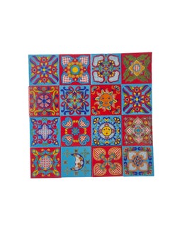 Shiv Kripa Blue Pottery Shiv Kripa Blue Pottery Home Decor Handmade Tabletop Interior Exterior Flooring Wall Kitchen Washroom Tile Floral Decorative Mosaic Wall Tiles 3 x 3 Inch Set of 16 Tiles Multi Color 