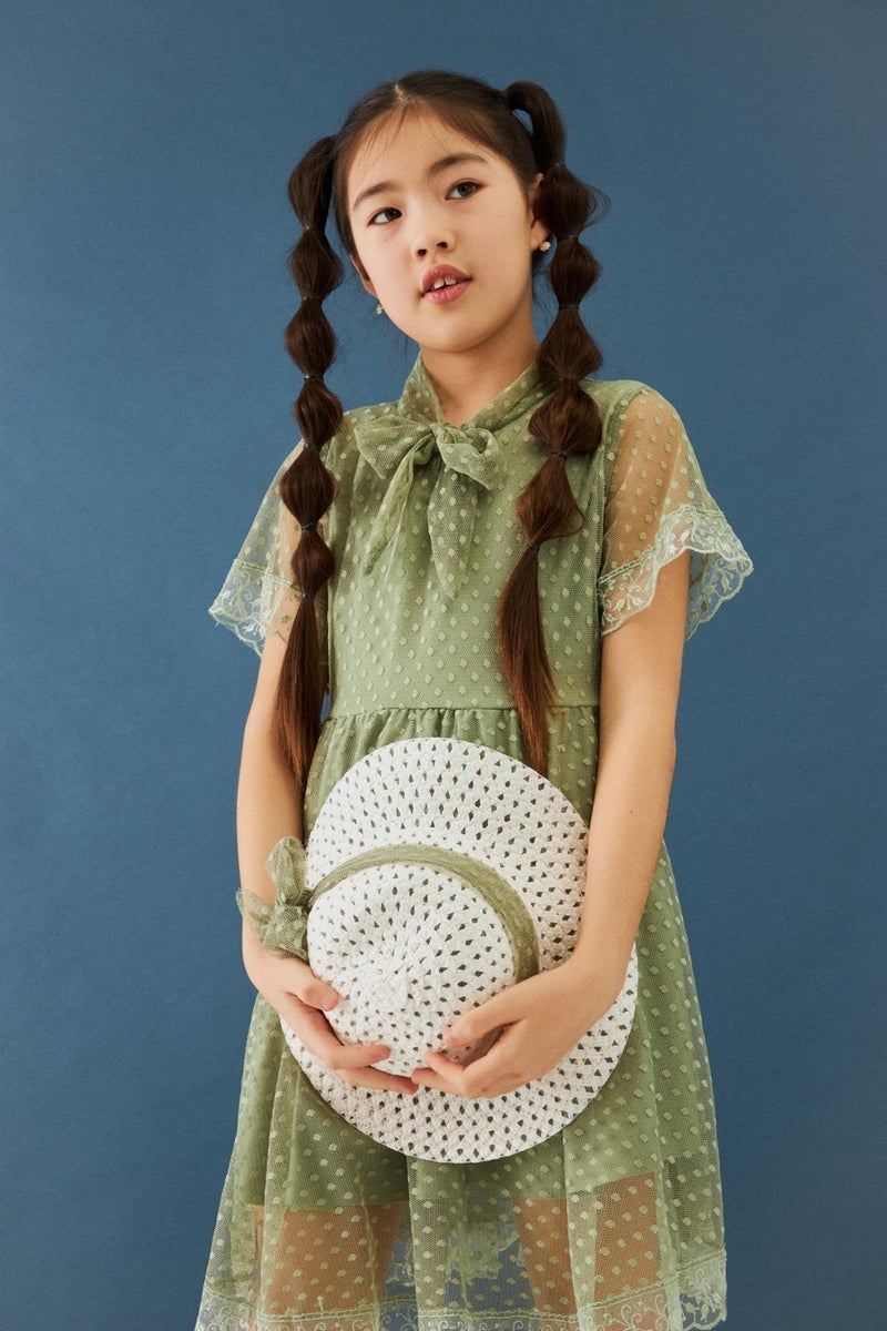 Perendi Girl's Dress with Hat and Stewardess Collar Detail  - Image 4