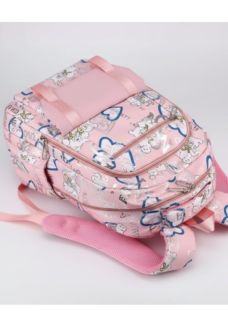 شنطة ظهر مدرسية - بناتى مستورده - خفيفة الوزن - اكسسوارات جديده - تناسب بنات ابتدائى واعدادى وثانوى وجامعة  - لون سيمون - Image 4