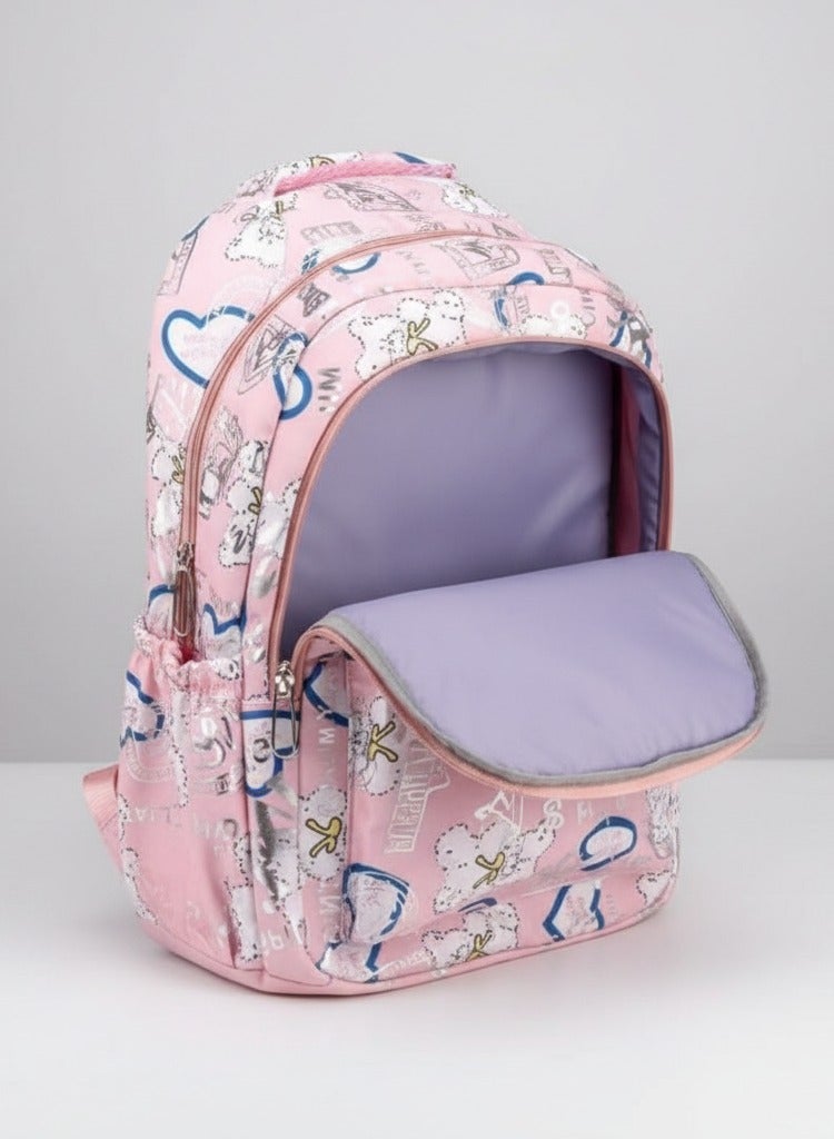 شنطة ظهر مدرسية - بناتى مستورده - خفيفة الوزن - اكسسوارات جديده - تناسب بنات ابتدائى واعدادى وثانوى وجامعة  - لون سيمون - Image 5