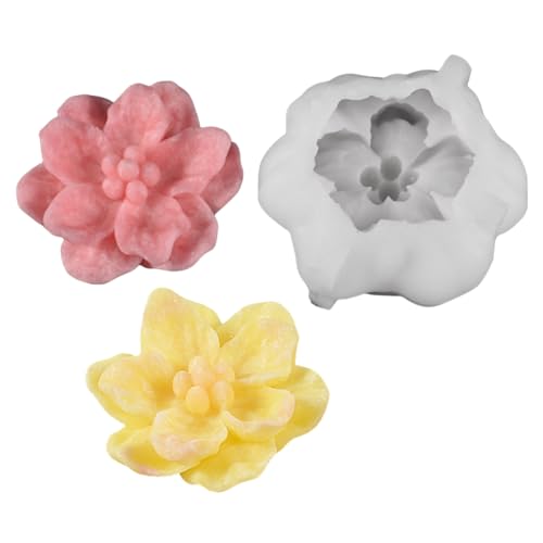 NINEXY 3D Flower Silicone Candle Molds Lotus/Rose/Iris/Camellia Flower Soap Plaster Resin Casting Mold Fondant Chocolate Cake Baking Tools (Camellia) - Image 1