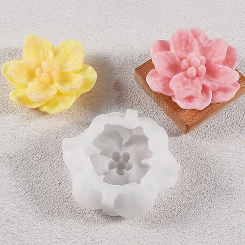 NINEXY 3D Flower Silicone Candle Molds Lotus/Rose/Iris/Camellia Flower Soap Plaster Resin Casting Mold Fondant Chocolate Cake Baking Tools (Camellia) - Image 4