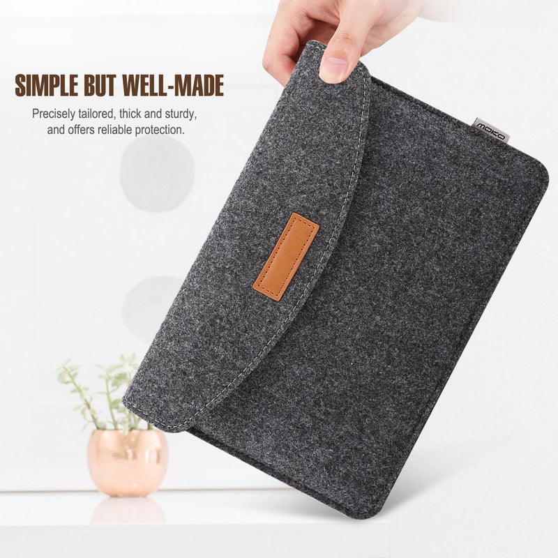 MoKo 7-8 Inch Sleeve Bag, Portable Carrying Protective Felt Tablet Case Cover Fits with iPad Mini (A17 Pro) 8.3" 2024, iPad Mini 6/5/4/3/2/1, Galaxy Tab S2 8.0, Tab A 8.0, ZenPad Z8s 7.9,Dark Gray - Image 4