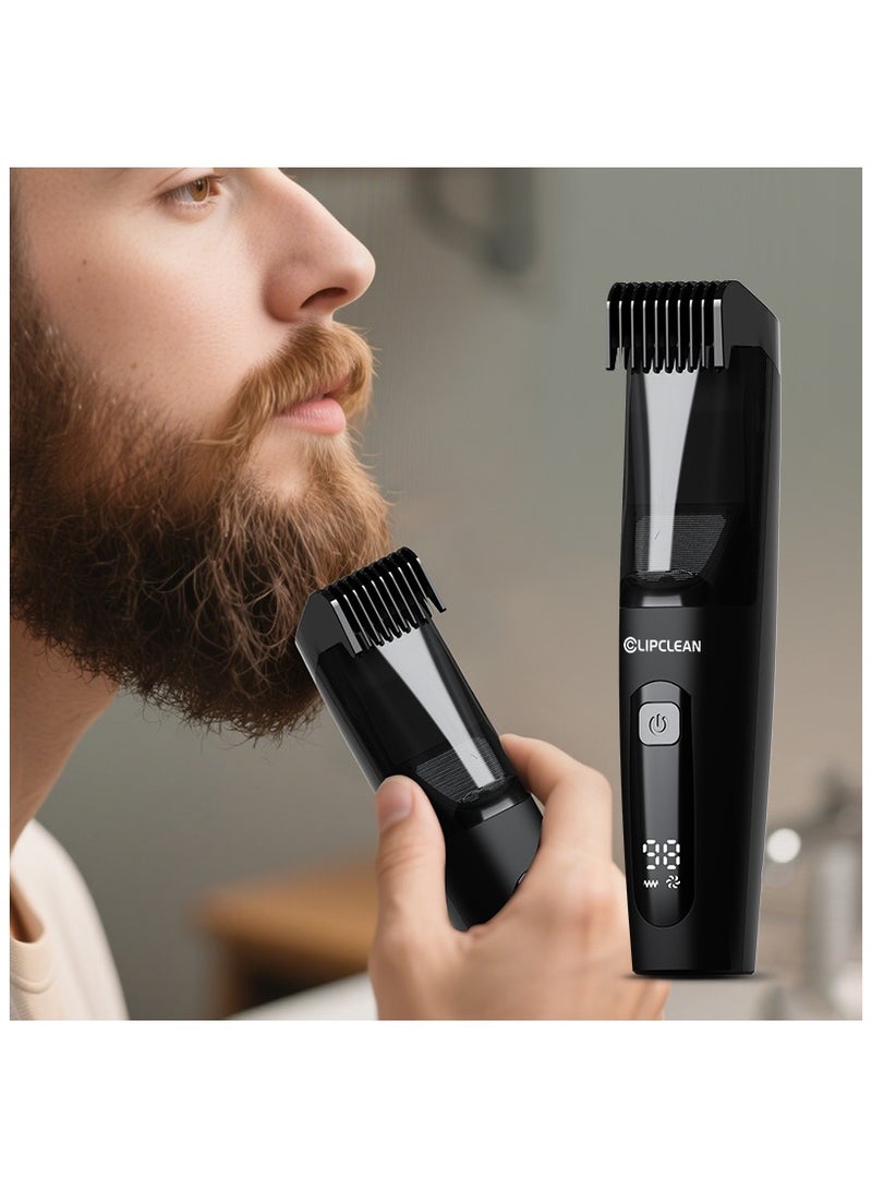 CLIPCLEAN Beard Trimmer for Men, Vacuum Mustache Trimmer for Less Mess, IPX6 Waterproof, Rechargeable Electric Cordless Beard Trimmer with Adjustable Length Comb (1-20MM) for Beard, Mustache and Stubble - Image 2