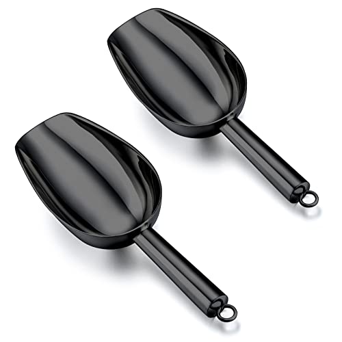 TeamFar Ice Scoop 5oz Stainless Steel Canister Small Ice Candy Scoops for Kitchen Dispenser Buffet Jars Healthy  Sturdy Multiuse  Mirror Finish Dishwasher Safe2 PCS Black