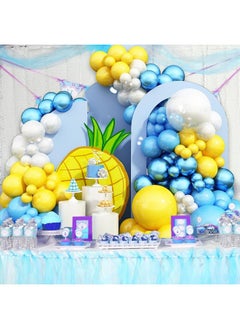 Sowide Cartoon Sponge Party Decorations,Sponge Theme Balloon Garland Arch Kit, Yellow Blue Clear Balloon Arch For Cartoon Sponge Birthday Baby Shower Party Supplies Sponge Bob Party Supples  - Image 1