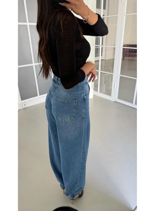 Gaus  Blue Adjustable Cuffed Tencel Denim Jeans GAUS-02007. for Women | Best Price UAE