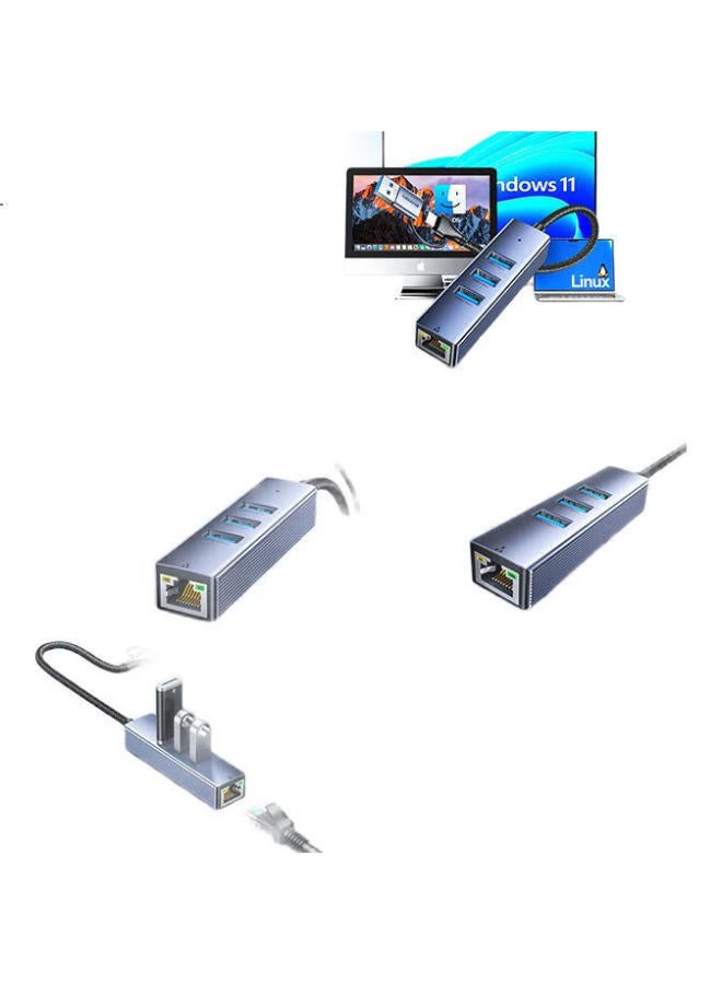 SAMZHE Usb3.0 To Gigabit Ethernet Type-C Hub Splitter Notebook Rj45 Network Cable Adapter Desktop Dock Ethernet Converter Universal Rhx23 - Image 1