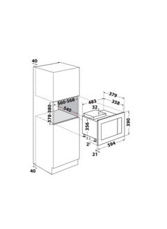 Fresh Fresh built-in microwave, 25 liters, with grill, black  - Image 3