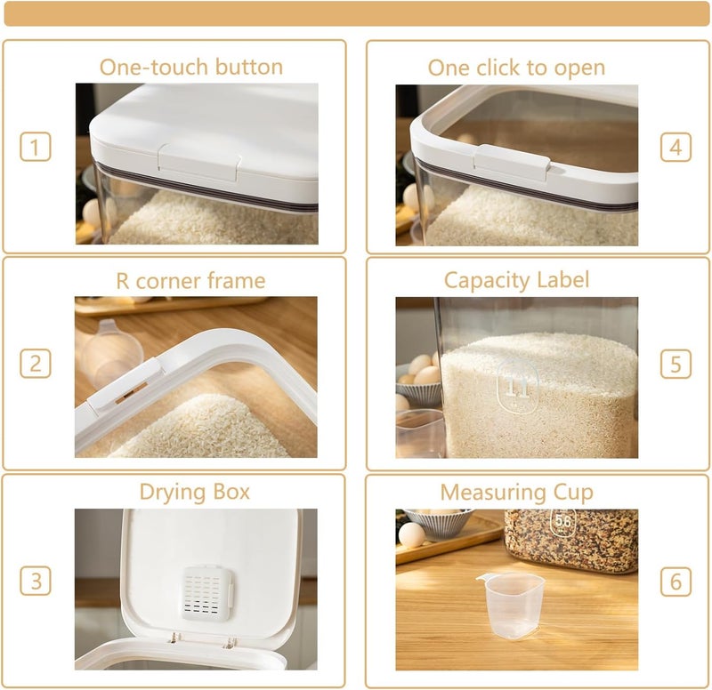 LivLab Flour Dispenser 10lb - 5Liter/5Qt/5kg Rice Container for Food Storage Cereal Household Containers for Pantry Organization - Image 4