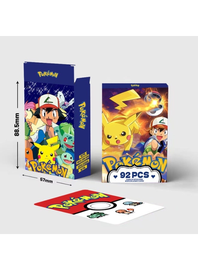 Pokemon 92pcs Pikachu LOMO Cards Set with Stickers Party Favors - 60 LOMO Cards + 32 Stickers, Electric Pokemon Aesthetic Collectible Cards for Fans Scrapbooking Journals Gifts Party Favors - Image 3