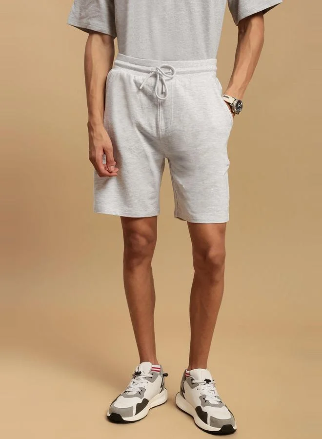 ECOLORE Men White Plain Cotton Shorts with Drawstring
