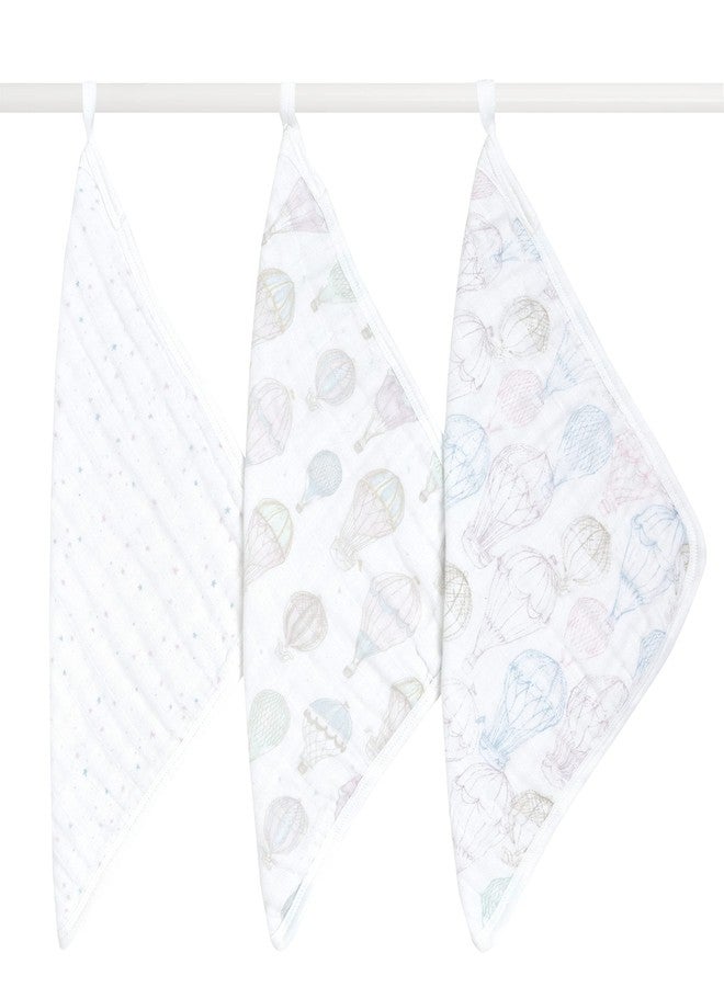 aden + anais Organic Oversized Washcloth 3-Pack, Super Soft 100% Organic Cotton Muslin, Gentle on Skin, 3 Absorbent 12x12 Layers, Softer with Every Use, for Babies Infants Toddlers, Above The Clouds - Image 1