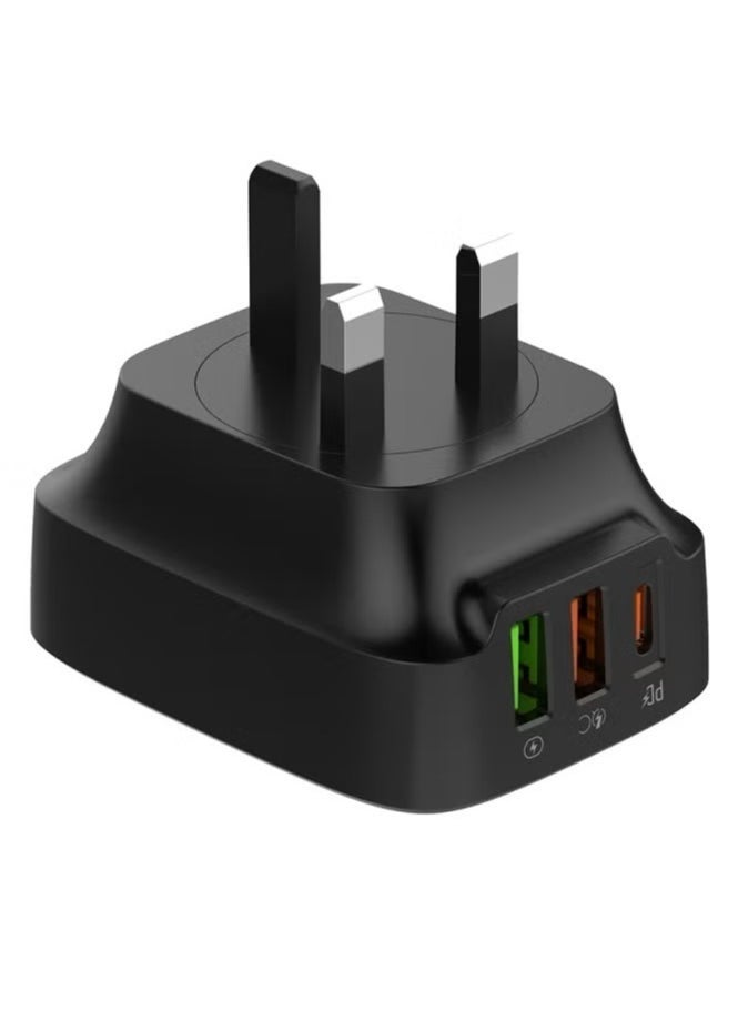 JAJEEK Q334 PD Fast Charger – EU, US, UK Compatible Type-C 2 USB Ports, Multiple Output Adapter, Mobile Phone Travel Wall Charger, Compact & Efficient, Black - Image 2