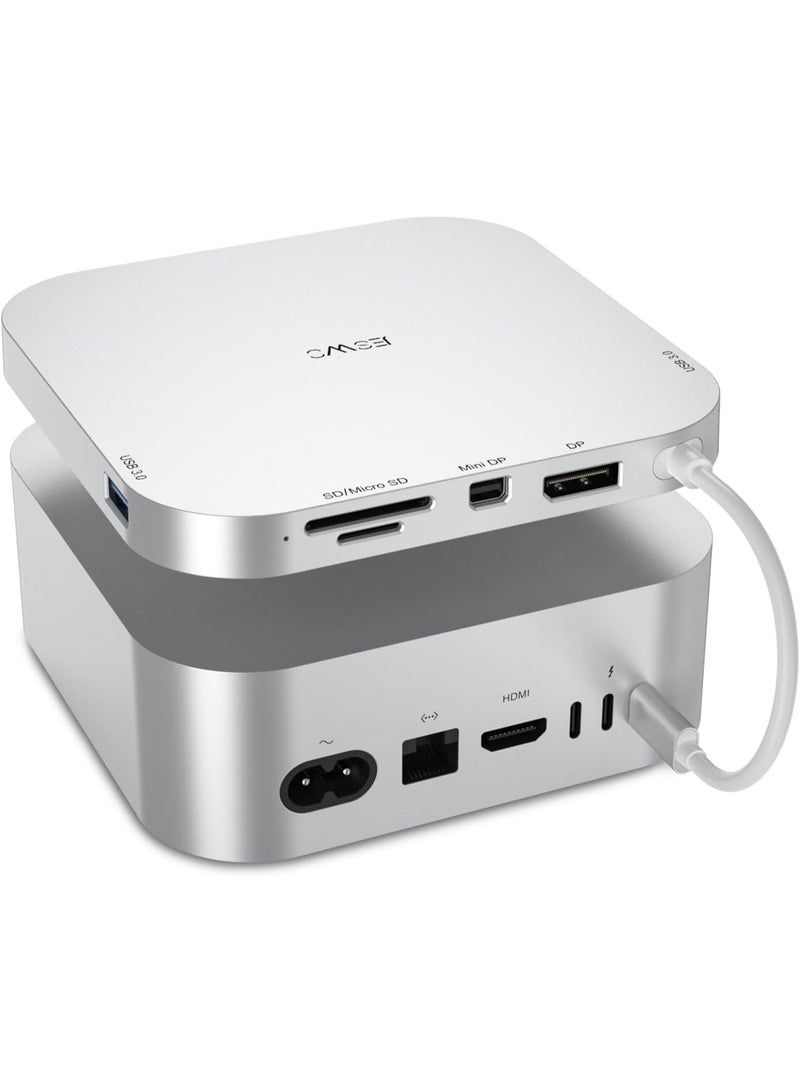 Mac Mini M4 Dock Support 4K 60Hz Output Display - JESWO USB C Hub with DisplayPort, MiniDisplayPort, 2 USB 3.0 Ports, SD/TF Card Slots, Multiport Docking Station for Mac Mini M4/M4 Pro - Image 1