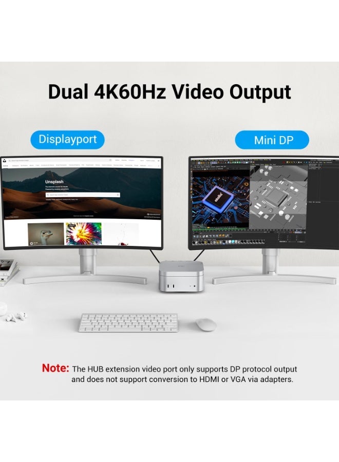 Mac Mini M4 Dock Support 4K 60Hz Output Display - JESWO USB C Hub with DisplayPort, MiniDisplayPort, 2 USB 3.0 Ports, SD/TF Card Slots, Multiport Docking Station for Mac Mini M4/M4 Pro - Image 2
