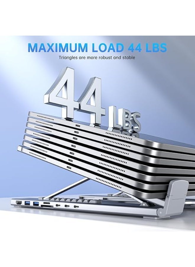 8 in 1 USB C Laptop Stand with HDMI USB Ports Foldable Adjustable Laptop Holder and Multiport Docking Station for 10 to 17 Inch Laptops - Image 4