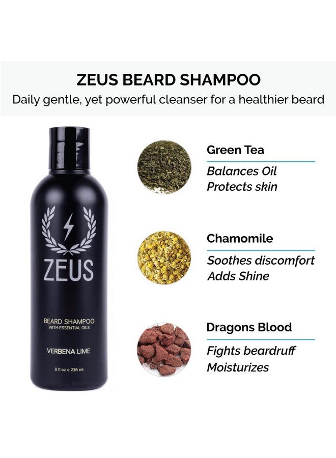Zeus Starter Beard Wash & Beard Oil Kit Natural Beard Oil Beard Shampoo & Beard Conditioner (Verbena Lime) Made In Usa - Image 3