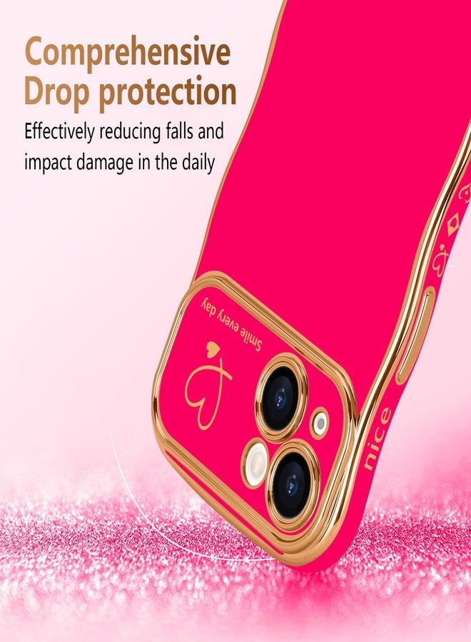 جراب LCHULLE لهاتف iPhone 15 Plus للنساء والفتيات، جراب هاتف لطيف بتصميم مموج على شكل قلب، غطاء حماية للكاميرا مقاوم للصدمات لهاتف iPhone 15 Plus مقاس 6.7 بوصة، لون وردي فاقع - Image 3