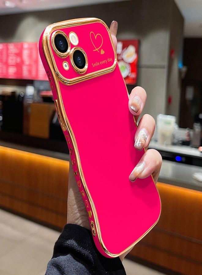 جراب LCHULLE لهاتف iPhone 15 Plus للنساء والفتيات، جراب هاتف لطيف بتصميم مموج على شكل قلب، غطاء حماية للكاميرا مقاوم للصدمات لهاتف iPhone 15 Plus مقاس 6.7 بوصة، لون وردي فاقع - Image 2