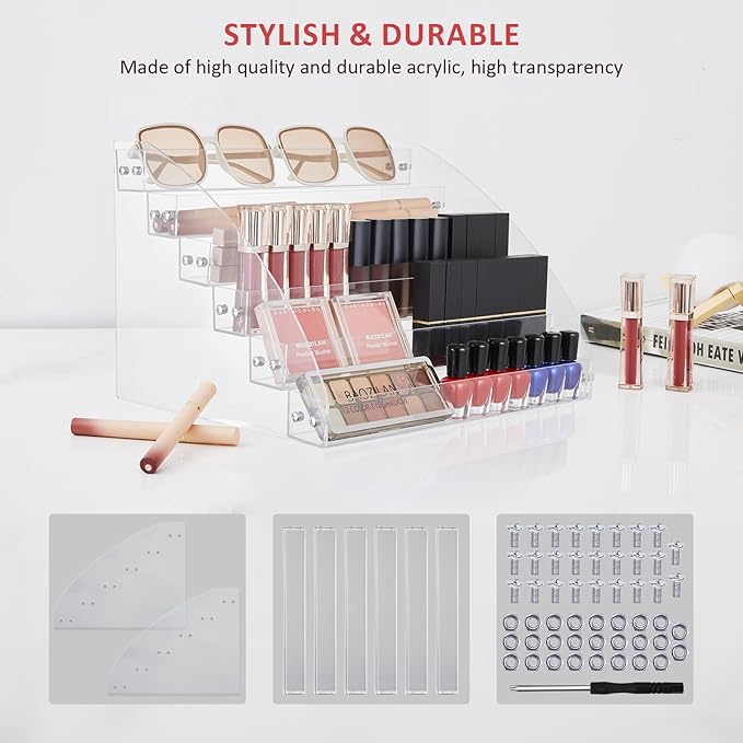 KINGROW Acrylic Nail Polish Organizer 48 Bottles of 4 Layers Display Rack Storage Essential Oils Rack Holder Jewelry Makeup Organizer