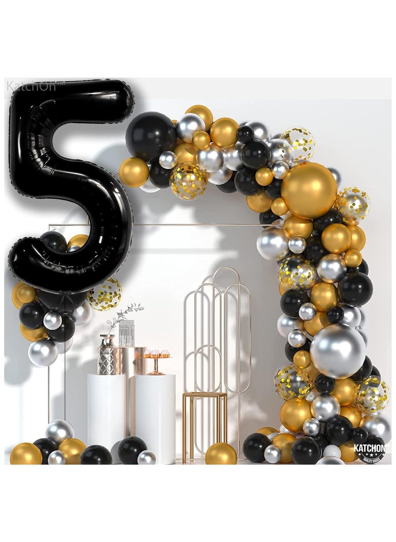 KATCHON Black Number 5 Balloon for 5th Birthday or Anniversary Decorations  - Image 3
