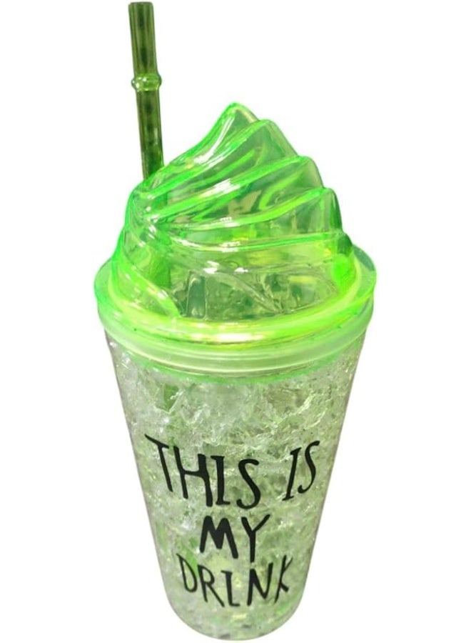 Spaceshoop Transparent Sipper/Water Bottle/AcrylicTumbler with Straw for Kids Glitter Sipper with Random Design (450ml) - Image 1