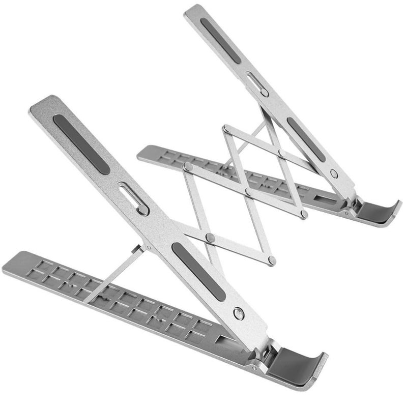 Dyazo 10 Angle Aluminum Laptop Stand Portable & Fully Foldable Raiser Compatible for Lenovo, Dell, MacBook & All Other Notebooks 10 "-15 .6 Inch (Silver) - Image 2