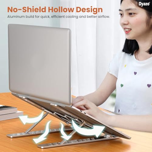 Dyazo 10 Angle Aluminum Laptop Stand Portable & Fully Foldable Raiser Compatible for Lenovo, Dell, MacBook & All Other Notebooks 10 "-15 .6 Inch (Silver) - Image 5
