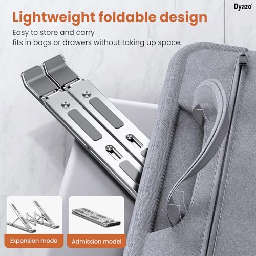Dyazo 10 Angle Aluminum Laptop Stand Portable & Fully Foldable Raiser Compatible for Lenovo, Dell, MacBook & All Other Notebooks 10 "-15 .6 Inch (Silver) - Image 4