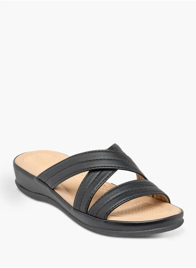 Flora Bella By Shoexpress Women Textured Cross Strap Slip-On Sandals
