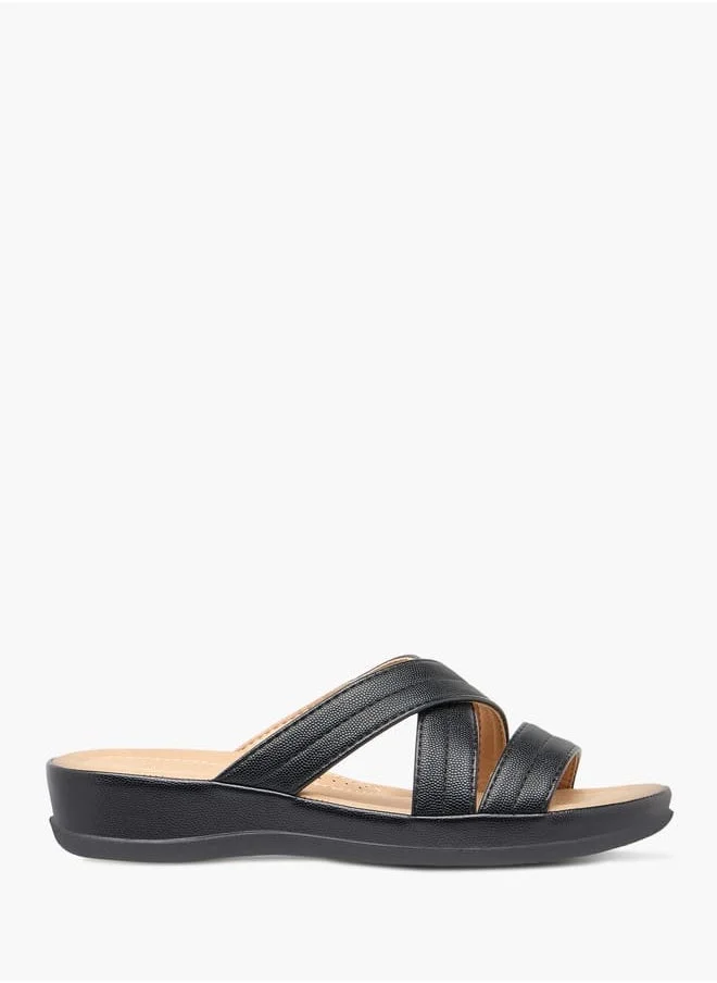 Flora Bella By Shoexpress Women Textured Cross Strap Slip-On Sandals