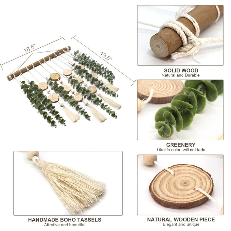 GIAUMA Artificial Eucalyptus Wall Decor Fake Greenery Leaves Stems Wall Hanging Plants on 16.5 inch Wooden Stick Boho Rustic Farmhouse Decor for Bedroom Kitchen Dining Room Bathroom - Image 4