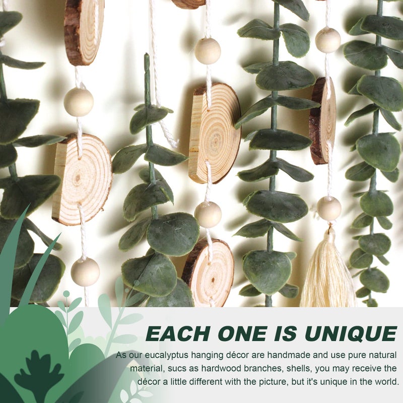GIAUMA Artificial Eucalyptus Wall Decor Fake Greenery Leaves Stems Wall Hanging Plants on 16.5 inch Wooden Stick Boho Rustic Farmhouse Decor for Bedroom Kitchen Dining Room Bathroom - Image 5