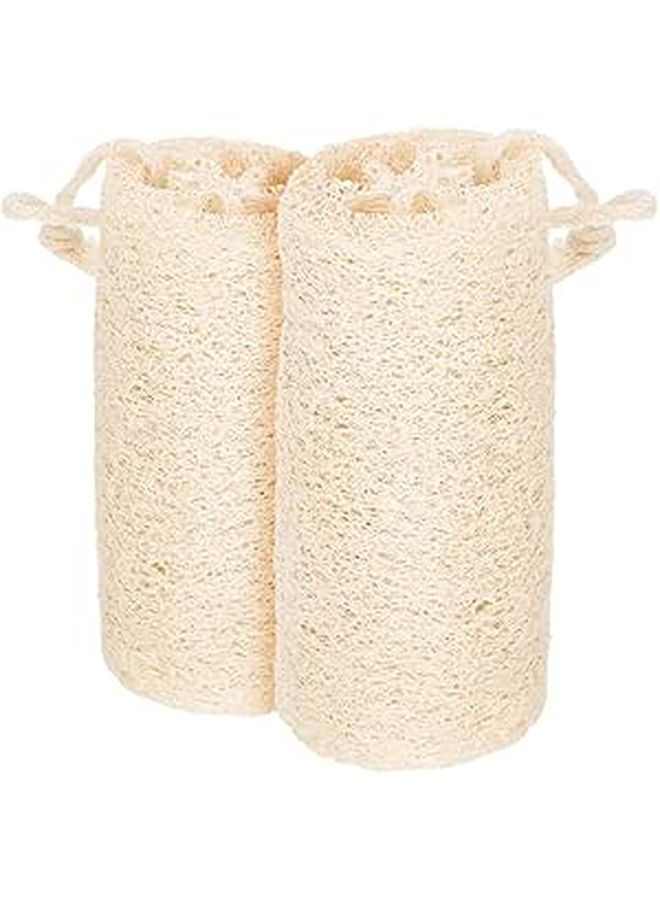 Natural Loofah Dishwashing Sponges 2pcs 12.5cm With Hanging Rope Reusable Kitchen Scrubber - Image 1