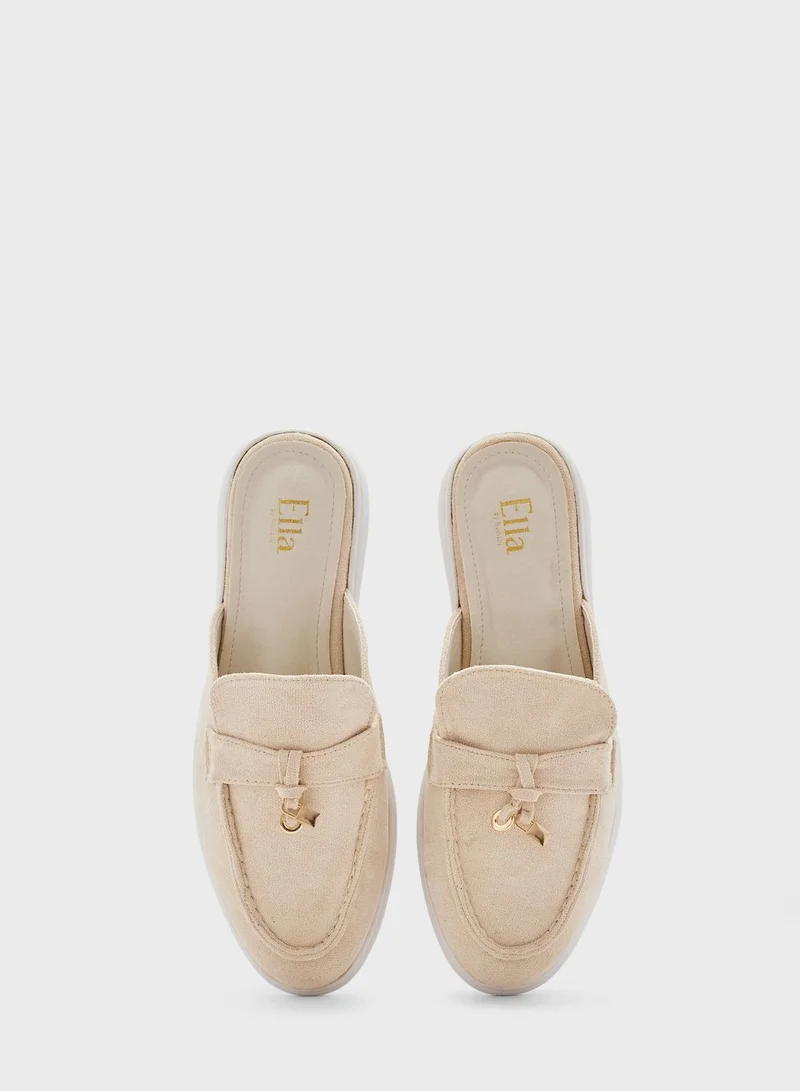 ELLA Faux Suede Padlock Detail Slip On Loafer