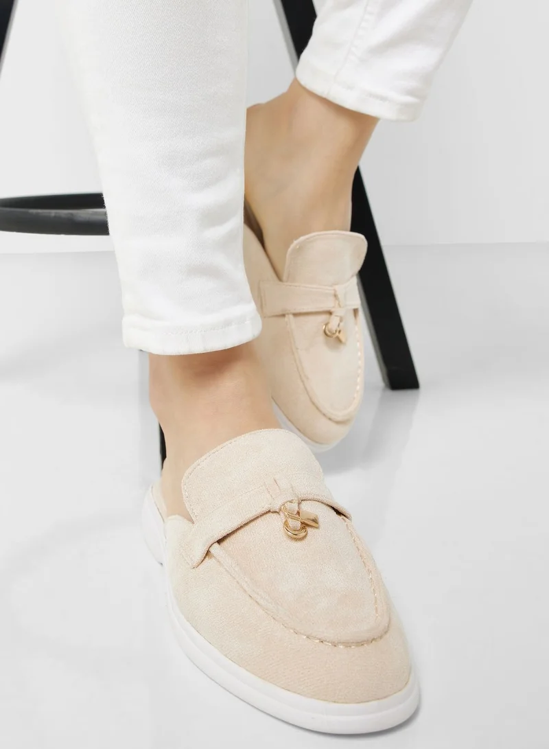 ELLA Faux Suede Padlock Detail Slip On Loafer