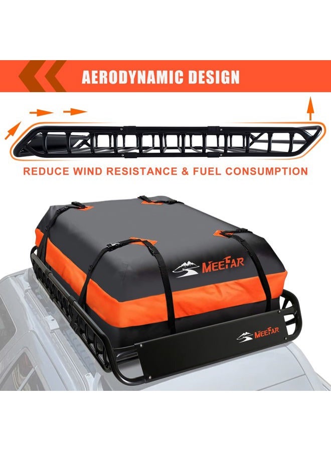 MeeFar Roof Rack Carrier Basket Universal Rooftop Cargo Carrier Basket 51" X 36" X 5" + Waterproof Cargo Bag 15 Cubic Feet (44" 34" 17"), and Cargo Net with Attachment Hooks, Ratchet Straps - Image 3