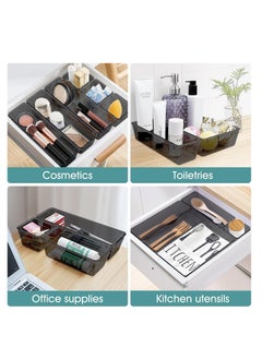 Arabest 25 PCS Plastic Drawer Organizer Set, Desk Drawer Divider Organizers and Storage Bins for Makeup, Jewelry, Gadgets for Kitchen, Bedroom, Bathroom, Office, 4Size, Black  - Image 5