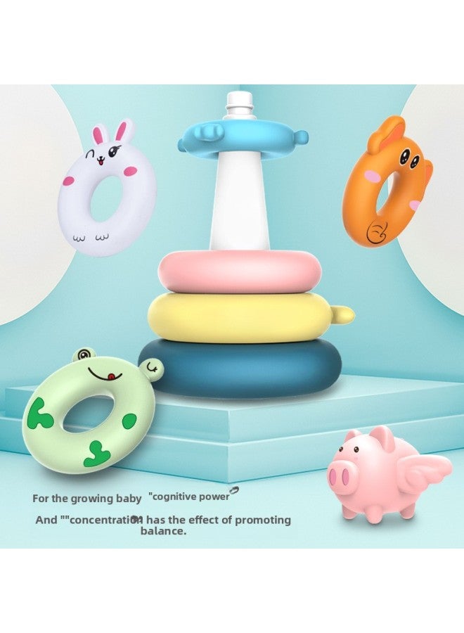 إسكدنيا لعبة Tie Tie Le Children Baby Intelligence التعليم المبكر على شكل برج قوس قزح على شكل حلقة حيوانية للأطفال الرضع - اللون: 10 طبقات من الملصقات المكدسة بالموسيقى - Image 2