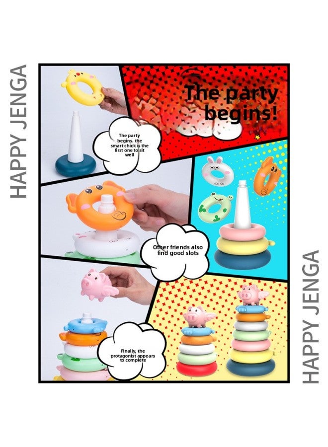 إسكدنيا لعبة Tie Tie Le Children Baby Intelligence التعليم المبكر على شكل برج قوس قزح على شكل حلقة حيوانية للأطفال الرضع - اللون: 10 طبقات من الملصقات المكدسة بالموسيقى - Image 5