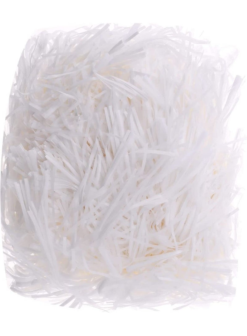 100 gram  Paper Shreds Strands Eco-friendly Shredded Crinkle Confetti Crinkle Cut Paper Filling Shredded Paper for Hamper Gift Box Filling (WHITE) - Image 1