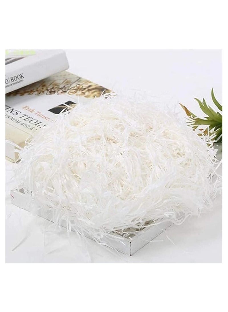 100 gram  Paper Shreds Strands Eco-friendly Shredded Crinkle Confetti Crinkle Cut Paper Filling Shredded Paper for Hamper Gift Box Filling (WHITE) - Image 4