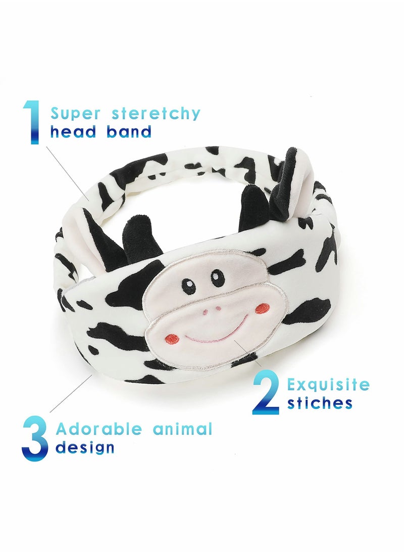 Y&D Travel Pillow for Kids and Adults Cute Animal Memory Foam Neck with Soft Fleece Cover Eye Mask Set Airplane Kit Drawstring Organizer Bag Machine Washable (Cow)  - Image 4
