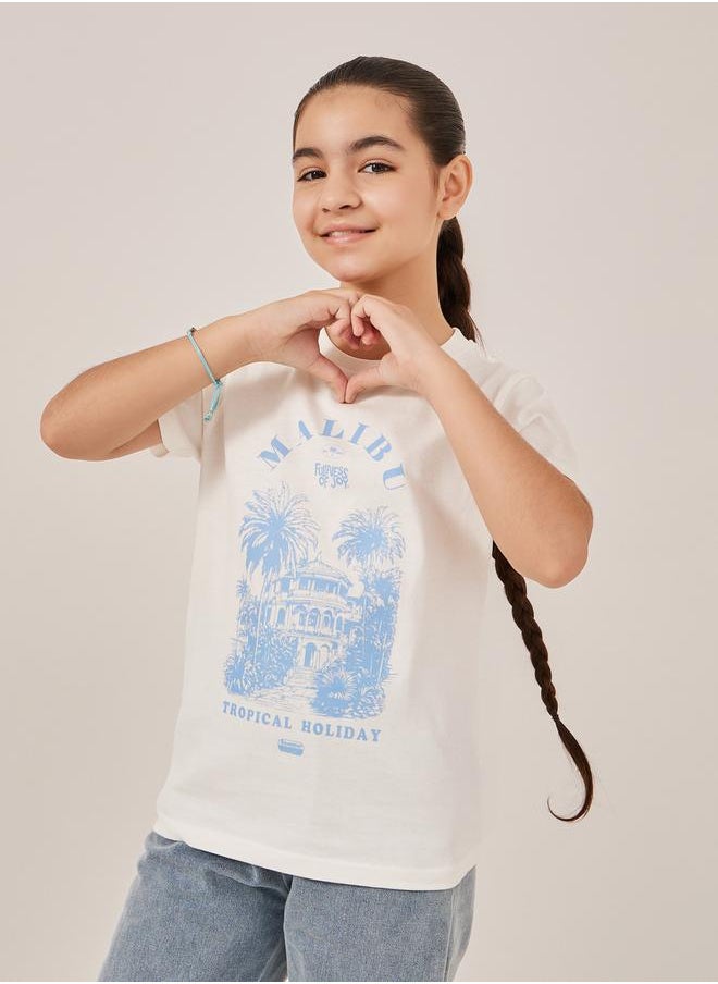 Styli Graphic Print Short Sleeve T-Shirt  - Image 1